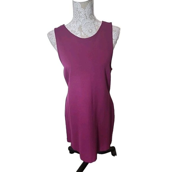 J. Crew Dress Mini Knit Viscose Blend Sleeveless Fushia Pink Women's Large - Picture 1 of 9